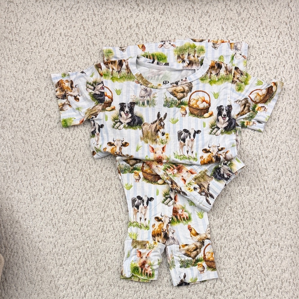 Bamboo Farm Animal Print Kids Pajama Set